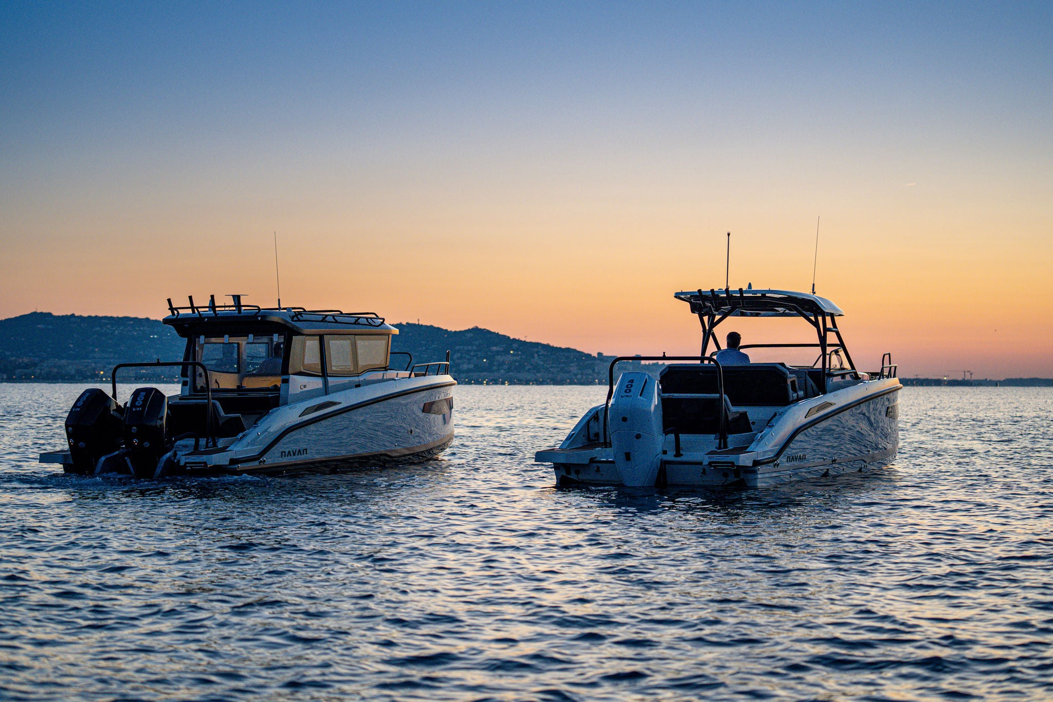 A NAVAN S30 on the water at sunset