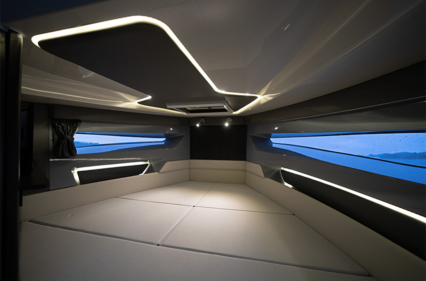 Ceiling headliner with integrated LED lightning